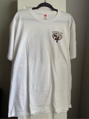 Hanes White Short Sleeve Plymouth MA 1621 Tee